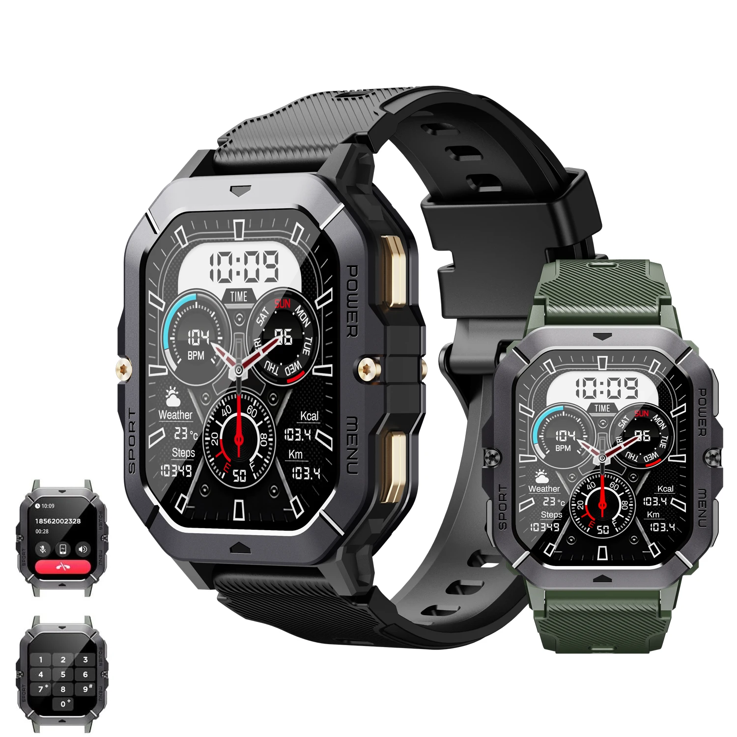 

Умные часы для мужчин с монитором сердечного ритма и сна, более 100 спортивных режимов, фитнес-трекер, водонепроницаемые (1ATM), совместимые с Android и iOS.