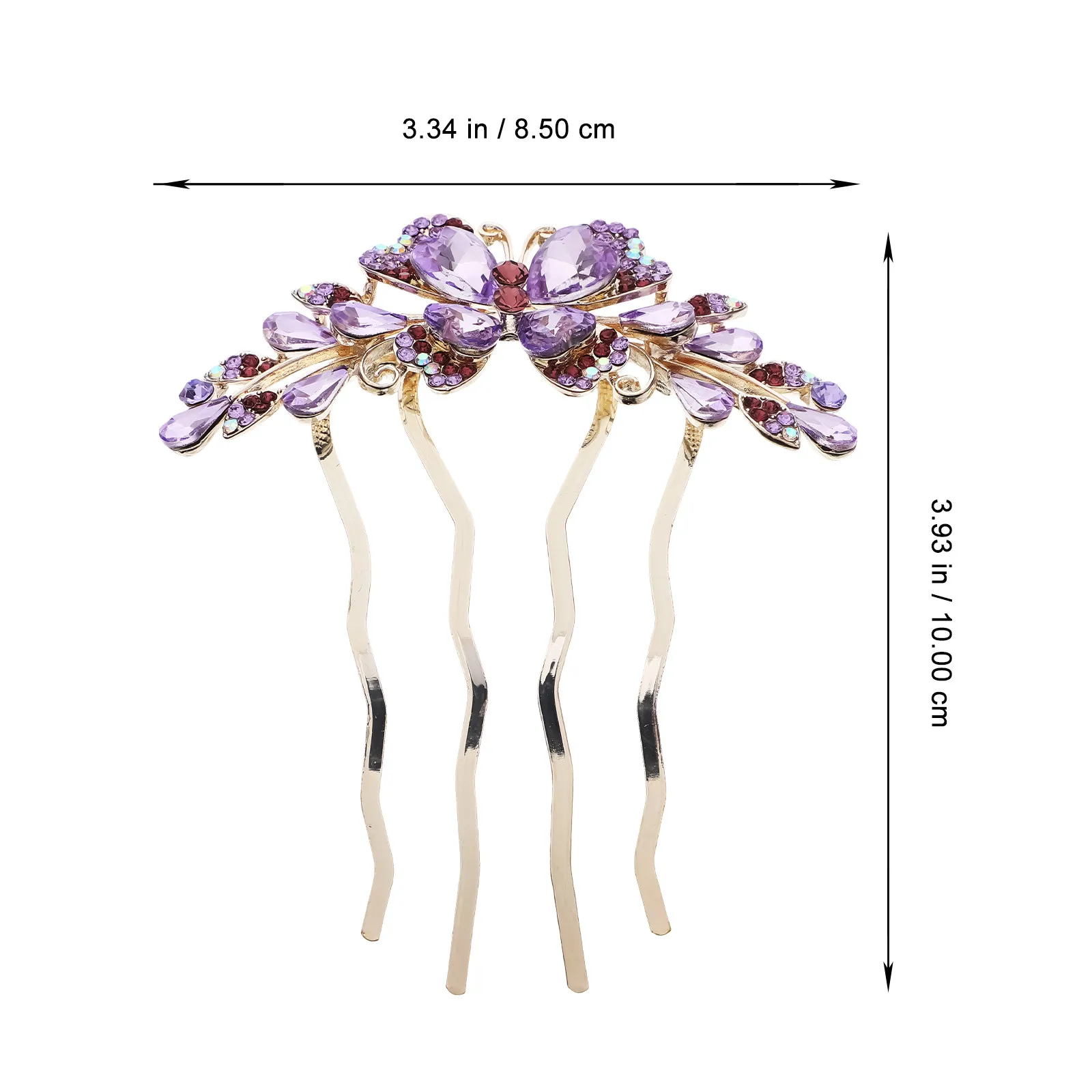 Rhinestone Hair Side Comb for Women – Bridal Wedding Hairpin, Compact 4-Prong Clip Hair Accessory