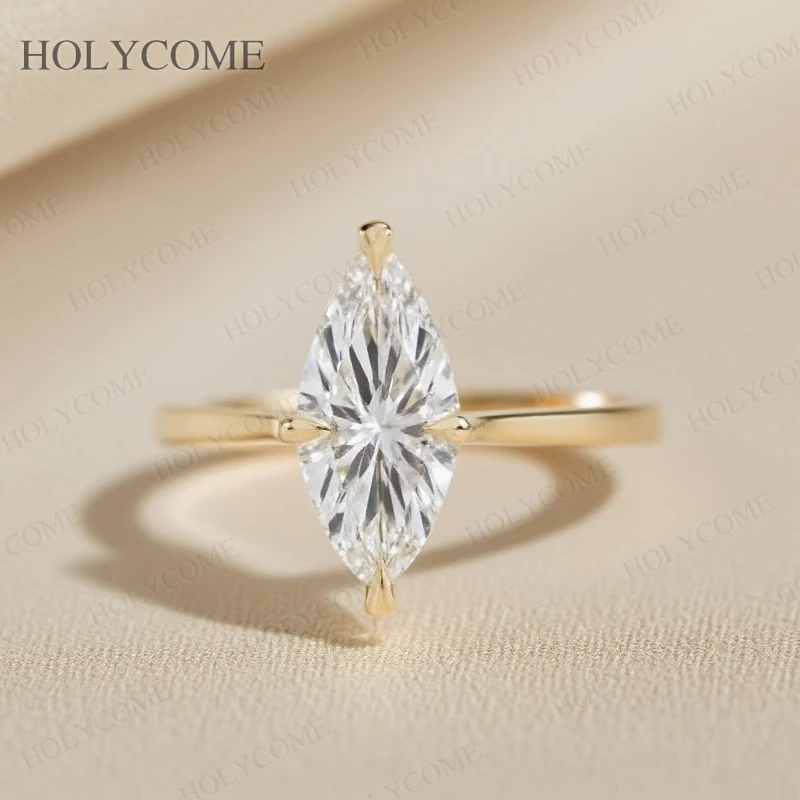 

Customize Diamond Rings Marquise Shape 10K 14K 18K With IGI For Women Wedding Engagement Band Charms Anniversary Jewelry Gifts