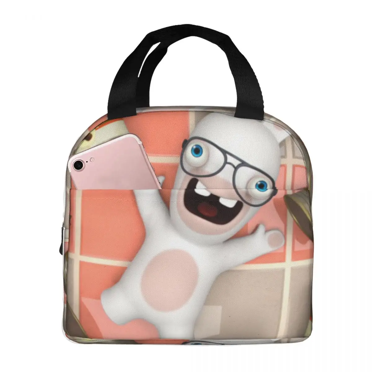 Food Lunch Bag R-Rabbids Invasion For Women Men Adults Oxford For Outdoor Lunch Box Bag Aluminum Foil Insulation