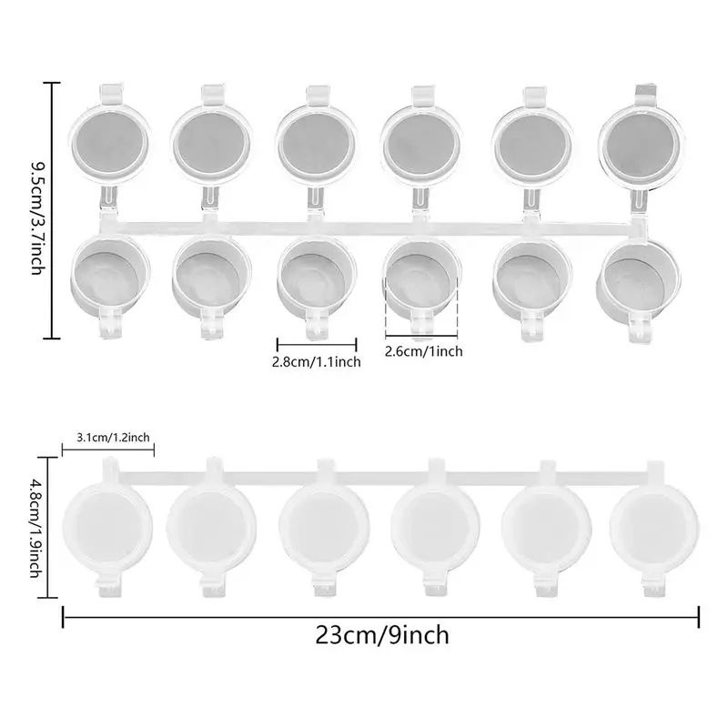 Superior-25 Strips 150 Pots Empty Paint Strips Paint Cup Pots, 10Ml/ 0.325Oz Mini Paint Pot Strips Clear Plastic Storage