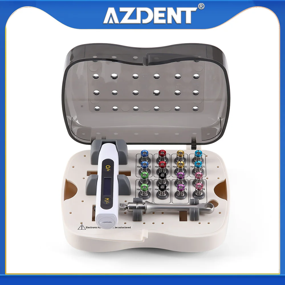 Azdent Dental Implant Torque Screw Driver Wrench Colorful Electronic Torque Universal Tools Kit Box