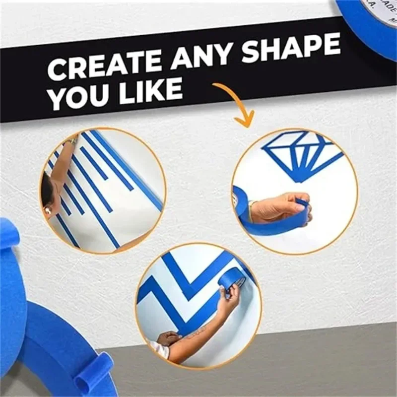 3 – Rollenset mit mehreren Oberflächen, Farbband 20 m/Rolle, für Wandmalerei, Kunsthandwerk, Kunst und Bau. Einfache Entfernung für den Heimgebrauch.