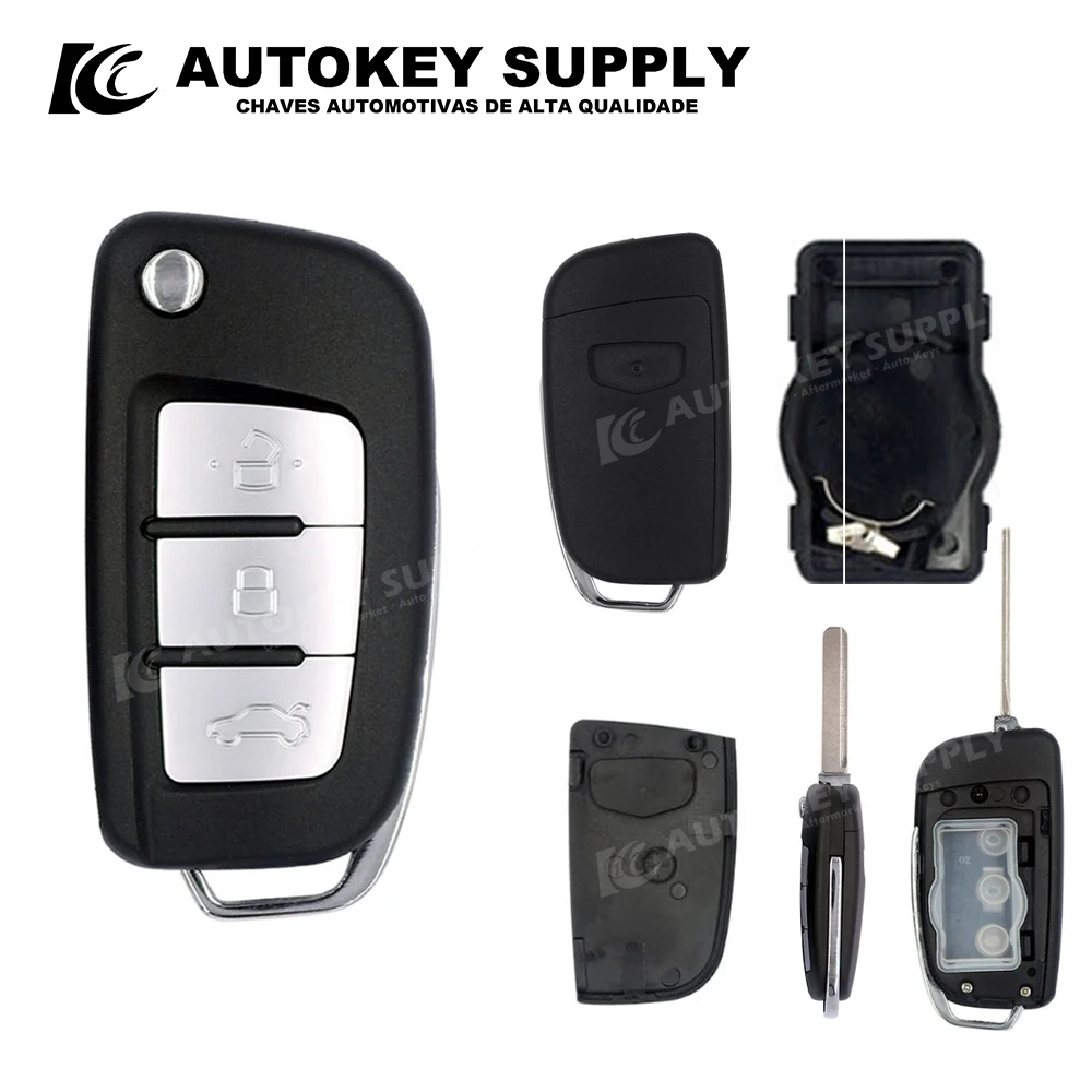 ForGeely Smart Card Modified Blade Key Shell 3 Button Right Slot （With Logo)  Autokeysupply AKGLF116