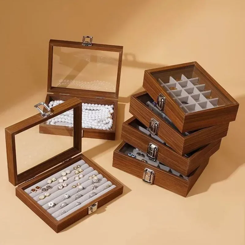 

Black Walnut Jewelry Box with Lid Jewelry Case Bracelets Earring Ring Necklace Organizer Jewelry Display Box Jewelry Storage Box