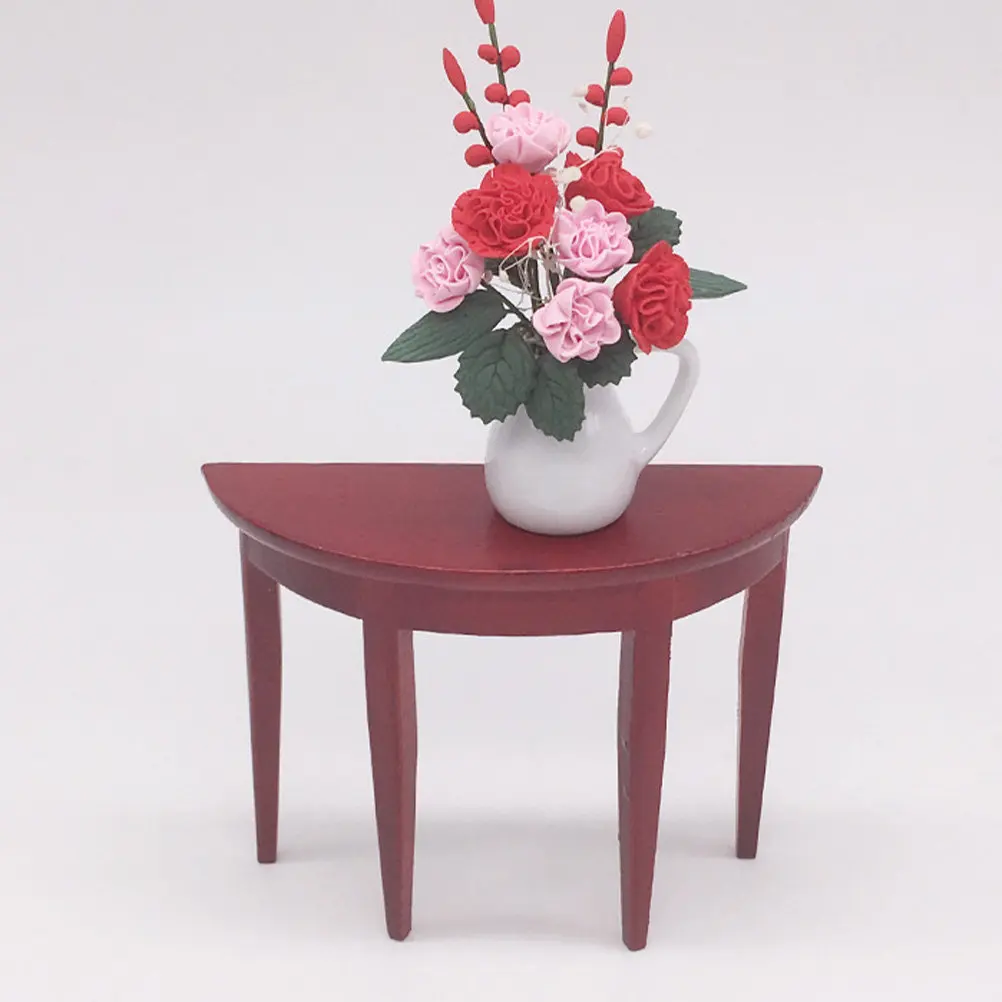 

Mini House Half-Round Wooden Table Sturdy Miniature Furniture Desk Suitable for 1:12 Scale Mini House Display Desk Model