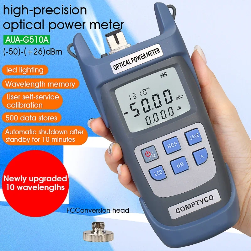 

COMPTYCO AUA-G710A/G510A FTTH Fiber Optical Power Meter Fiber Optical Cable Tester -70dBm~+10dBm/-50dBm~+26dBm SC/FC Connector