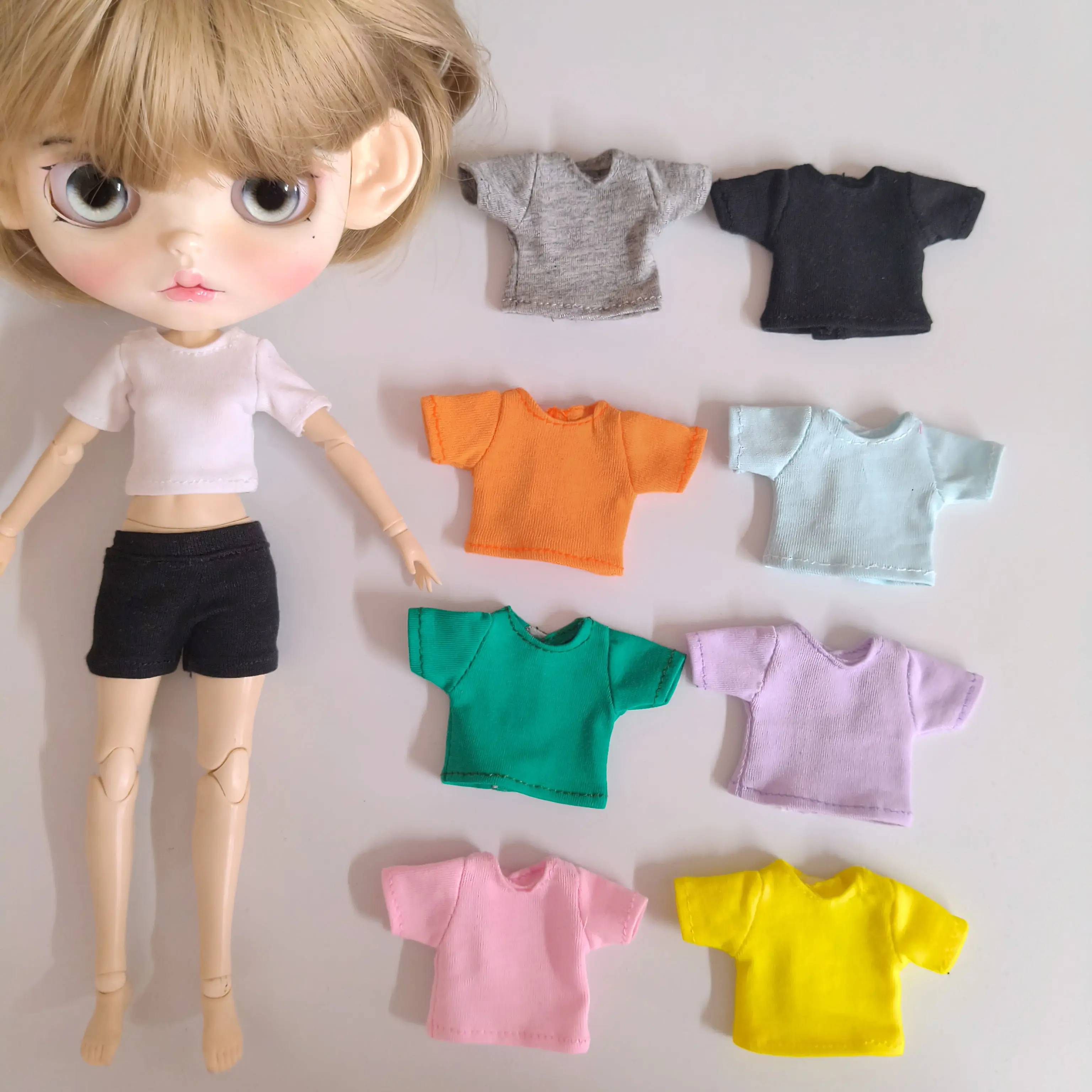 NEW 1/6 Tight Fit with Exposed Waist Pure Cotton Sexy Short Sleeved T-Shirt for Blyth Azone Momoko, Obistu, Dolls Accessories
