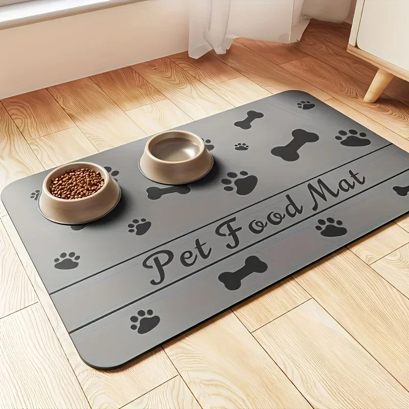 Robuste Futtermatte für Haustiere, 40 x 60/50 x 80 cm, große, saugfähige, rutschfeste Rückseite für unordentliche Eaters, leicht abwischbar, für Katzen und Hunde, wasserdicht ​ – Detail 1