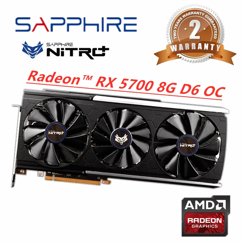 GPU AMD RX 5700 8GB OC D6 tarjeta gráfica de juego ordenador de escritorio representación de vídeo tarjeta gráfica tarjeta gráfica de segunda mano