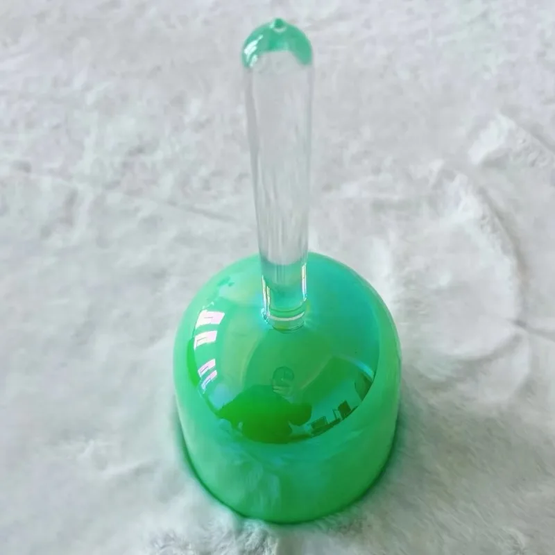 Campana tibetana in cristallo colorato, manico per alchimia, ciotola tibetana in cristallo di quarzo