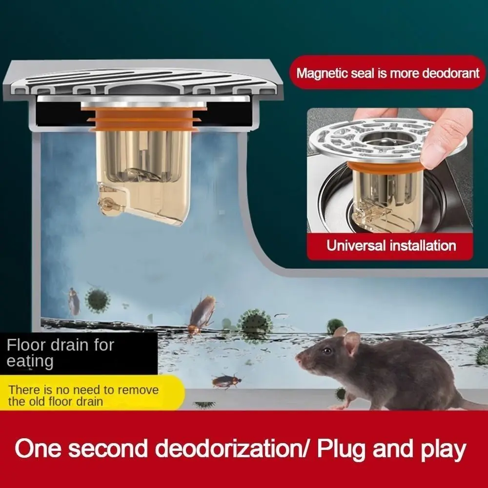 

Self-Closing Floor Drain Core Odor Prevention Sealing Cover Bathroom Sewer Device Large Filter Screen Floor Strainer Cover