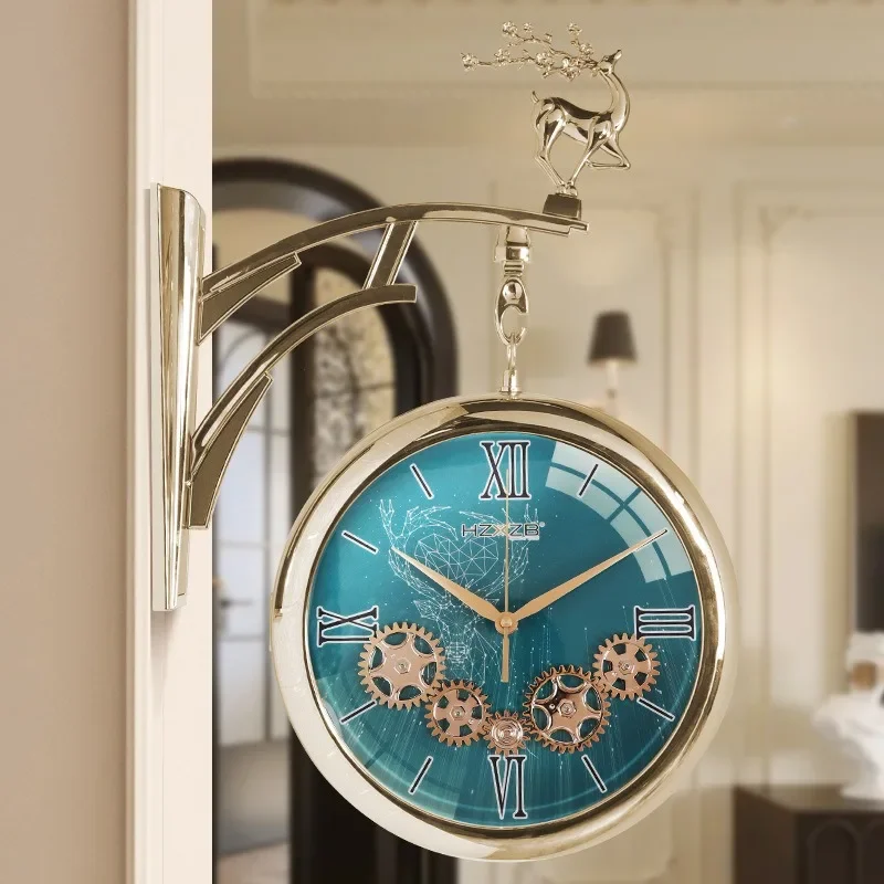 Silent Wall Clock Modern Minimalist Wall Clocks Double-Sided Creative Household Hanging Clock Living Room Decorative Accessories