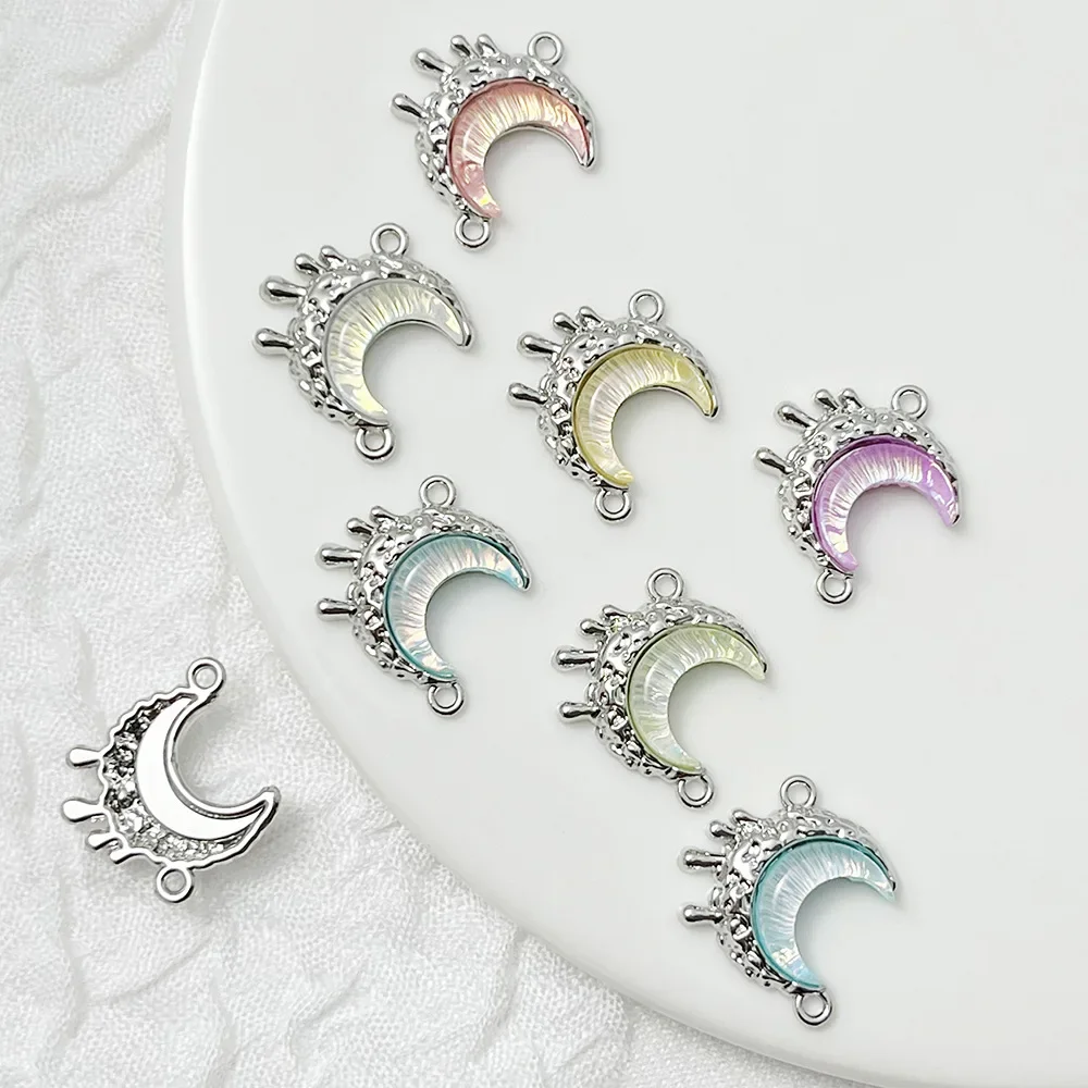 

10pcs Silver Color Pendant Jewelry Connectors Moon Alloy Rhinestone Pendants Diy Earrings Connectors Jewelry Making Findings