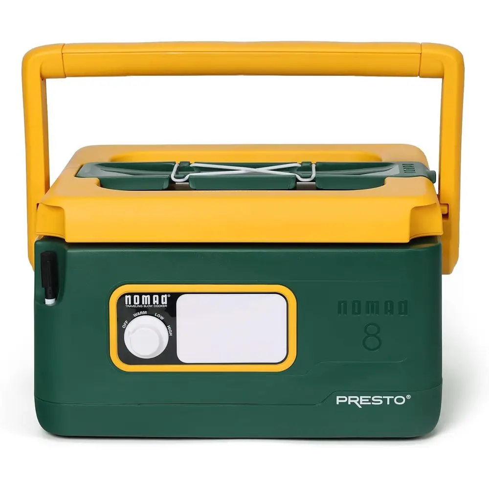 

06019 8-Quart Nomad Traveling Slow Cooker, Locking Lid, Dry Erase Board, Green/Gold