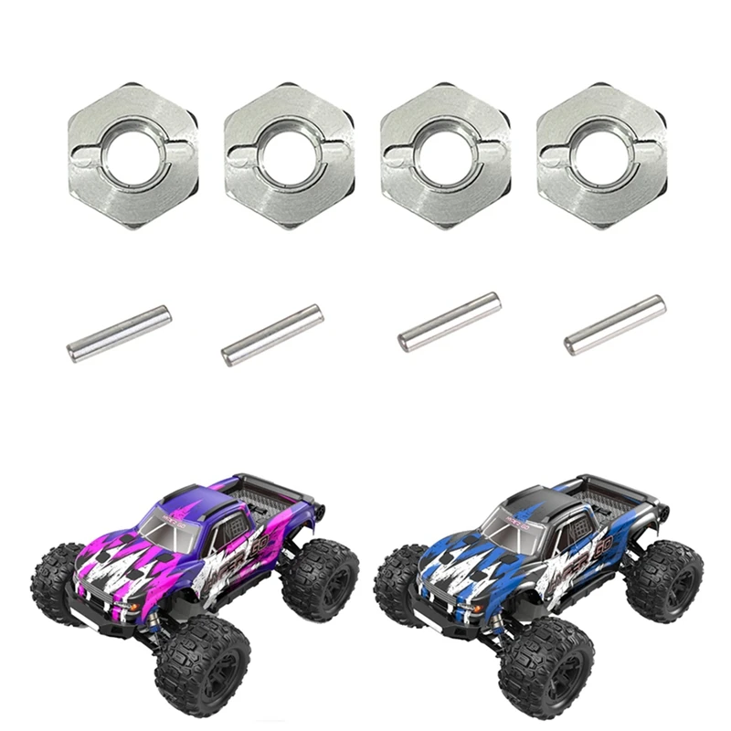 Adaptador de cubo sextavado de roda de metal 12mm, 4 unidades, para mjx hyper go h16 16207 16208 16209 16210 14301 14302 rc peças de atualização de carro