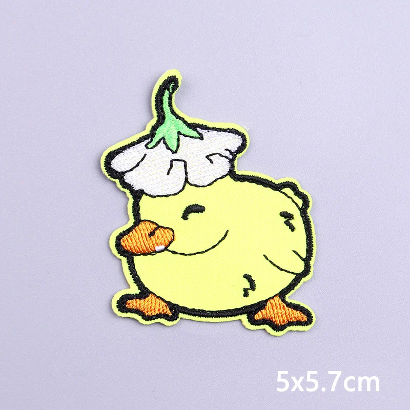 Duck Patch Cartoon Animal Embroidered Patches For Clothing Stickers Hippie Stripes Applique Iron On Patches On Clothes Badges