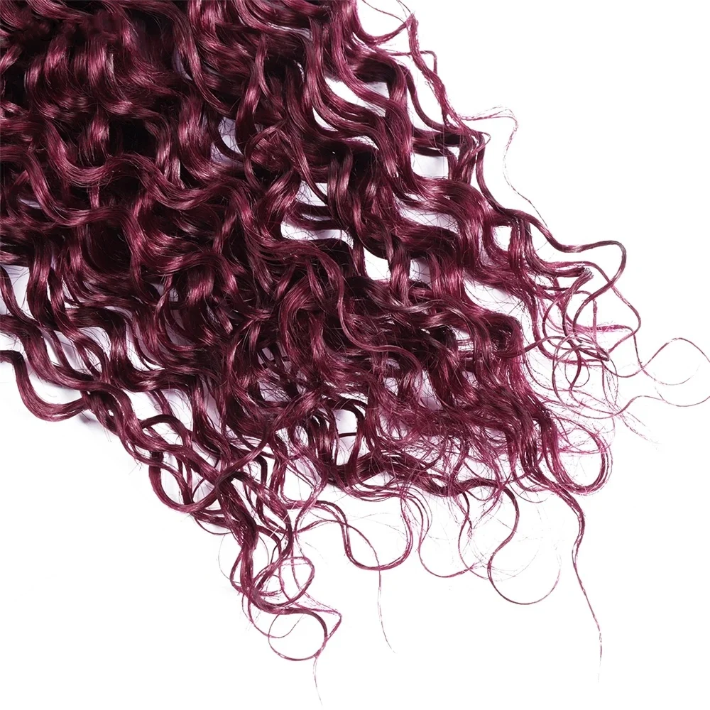 Onda profunda borgonha 99j feixes de cabelo humano não processado pacotes de cabelo virgem brasileiro cor natural borgonha 99j cabelo humano