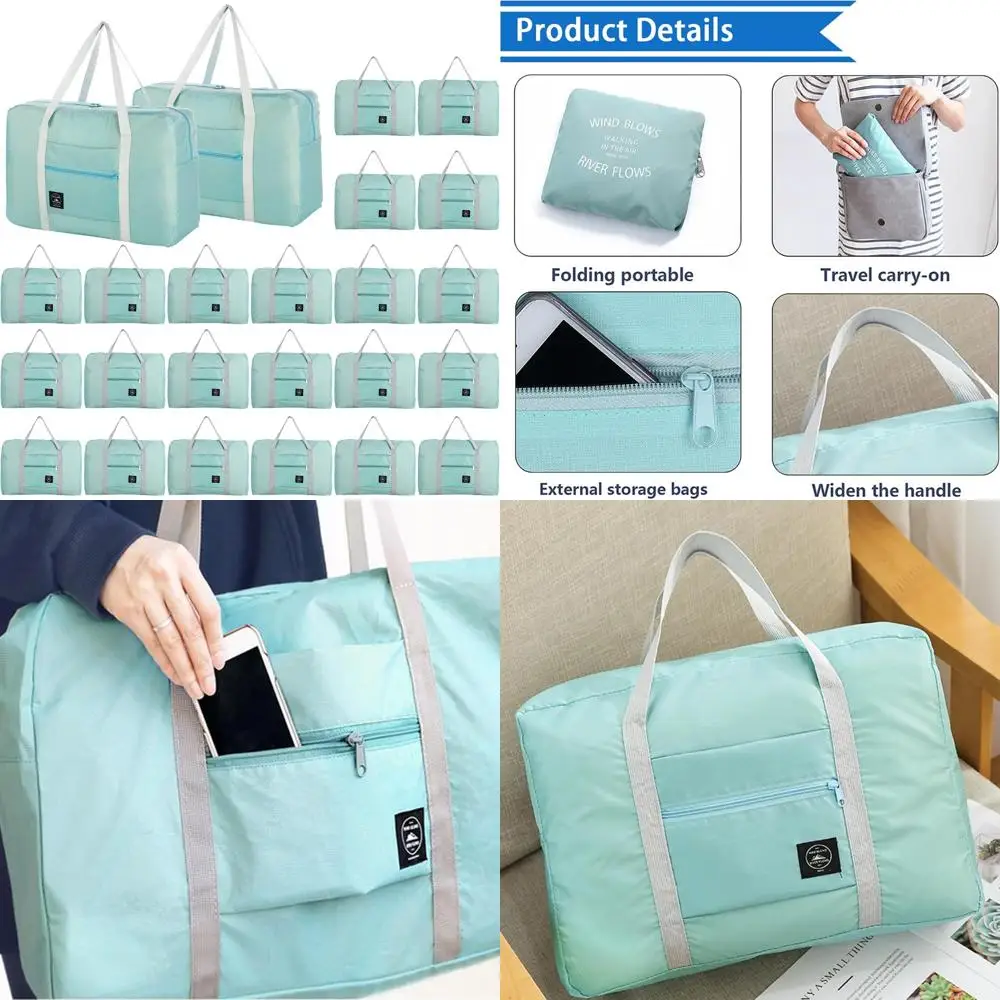 

Water-Resistant Nylon Travel Bag - 24 Packs, Foldable Duffel, Carry-On Luggage, Sports Gym, Weekender Overnight Bag, Suitable fo
