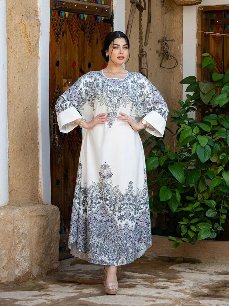 TOLEEN Women Floor-Length Dresses Fashion Embroidered Flares Floral Print Loose O-Neck Women 's Gown Elegant Evening Dress