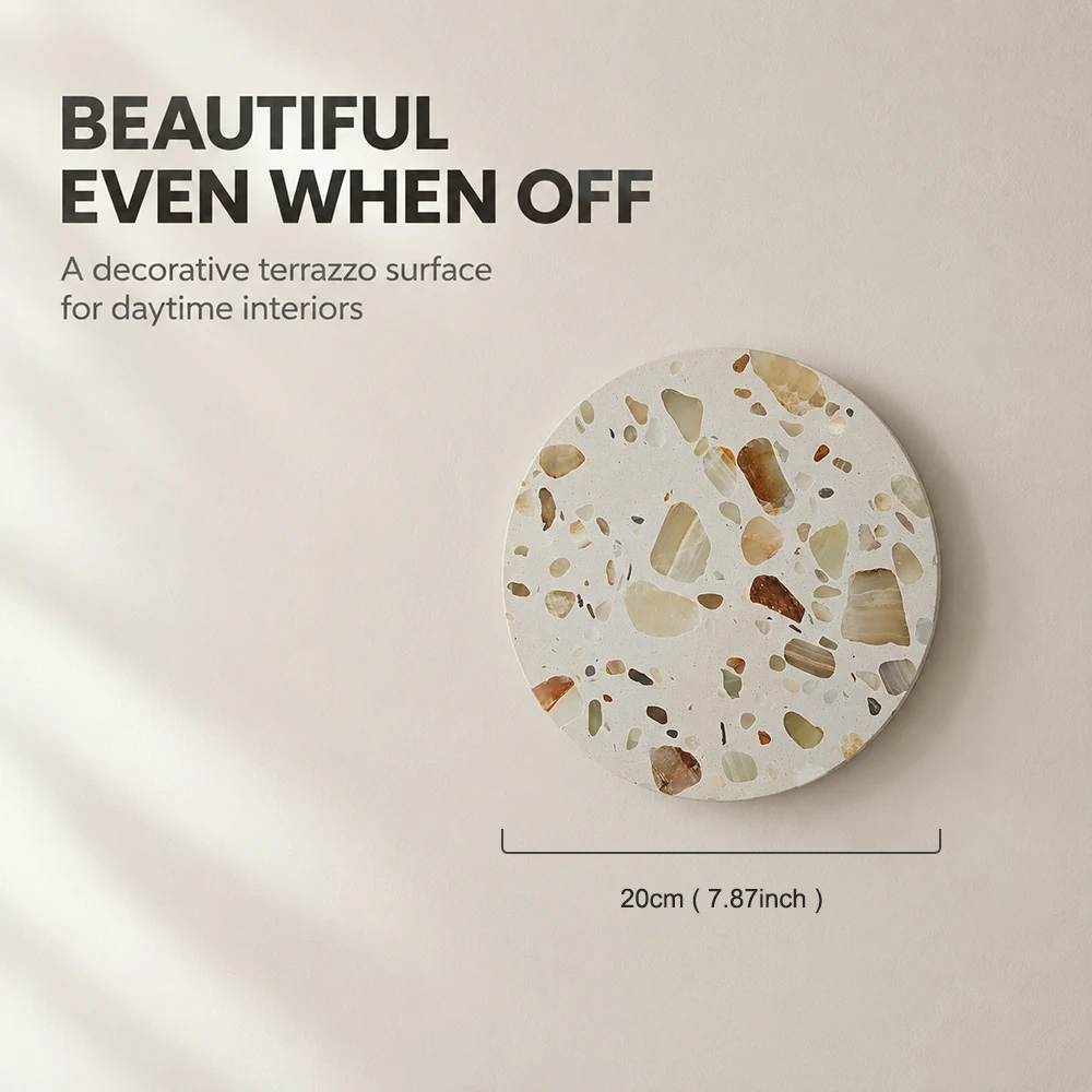 Modern Round LED Wall Sconce Translucent Terrazzo Agate Stone Wall Lamp 12W Hardwired AC85-265V Bedroom Dining Room Decor ﻿