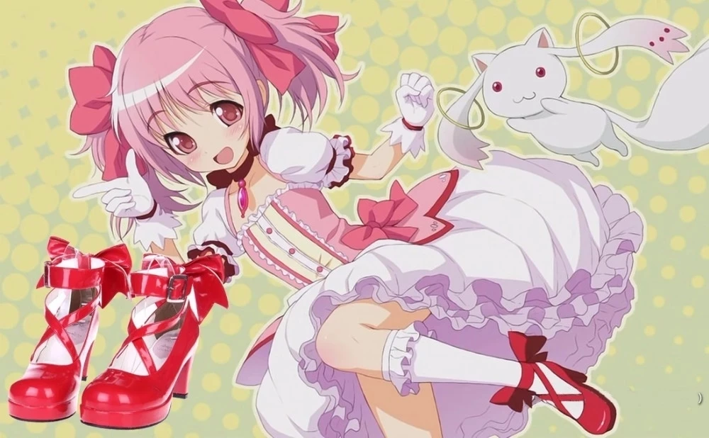 2021 anime puella magi madoka magica cosplay sapatos estilo japonês lolita sapatos de salto alto para mulheres bowknot meninas sapatos de princesa