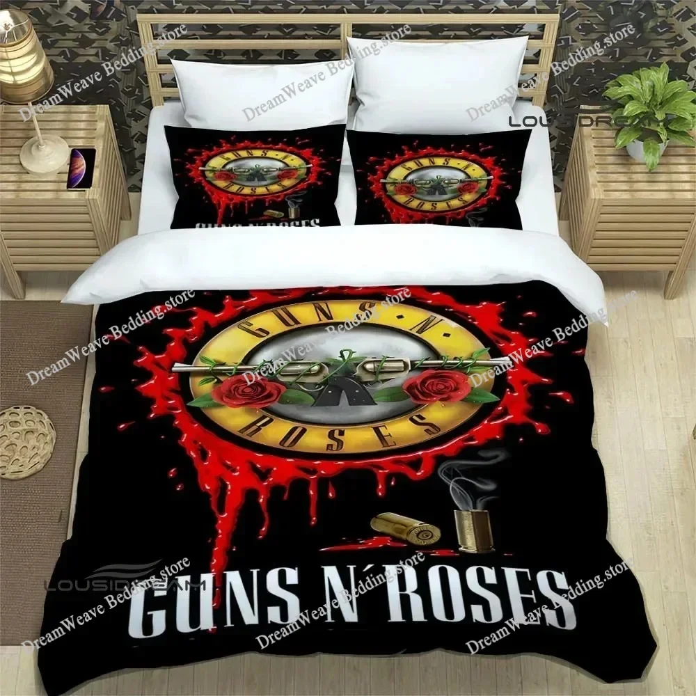 

Guns N'roses Band Retro Bedding Set Duvet Cover 3d Bedding Fashion Design Decoration King Duvet Cover Set Double Bed Set Bedding