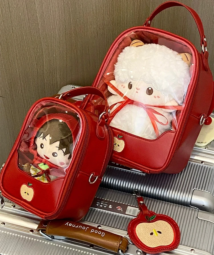 Japanese Animation Lta Bag Original 10~ 15cm Baby Bags Girl Sweet Out Red Apple Four-purpose Backpack Shoulder Messenger Bag