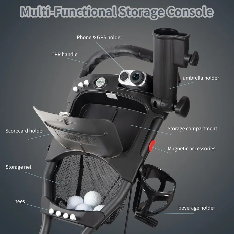 عربة دفع جولف ذات 4 عجلات - Caddycruiser إصدار واحد 8 عربة قابلة للطي بنقرة واحدة - عربة سحب خفيفة الوزن وصغيرة الحجم، سهلة الفتح #3