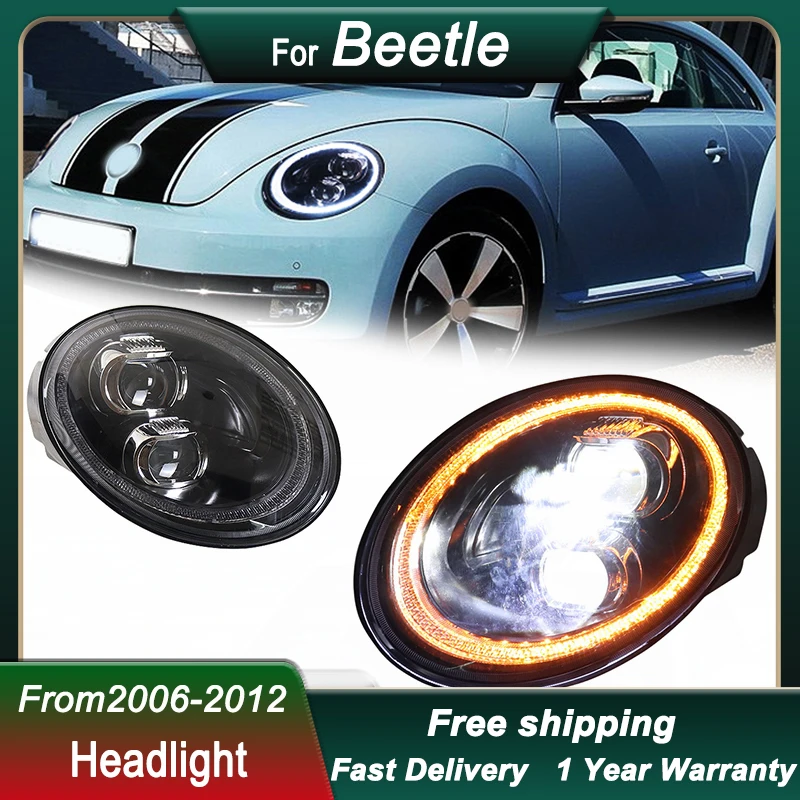 Faros delanteros de estilo de coche para VW Beetle 2006-2012, actualización a nuevo estilo, lámpara de cabeza LED completa, conjunto de luz delantera DRL