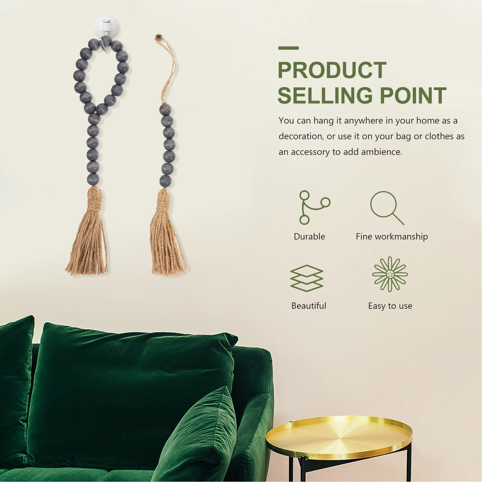 3pcs Wooden Beads Hanging Bead String Purple Decorative Hanging Door Tassel Decors Rustic Home Wooden Bead String Tassel