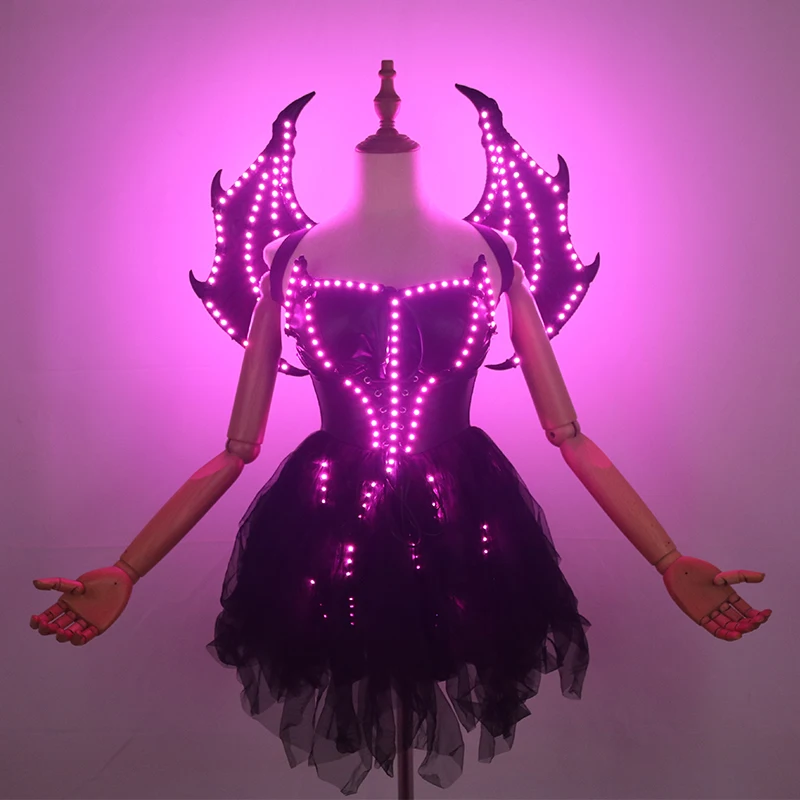 

Devil LED Glow Skirt Stage Performance Fluorescent Wings Suitable for Night Performances and Halloween Costumes