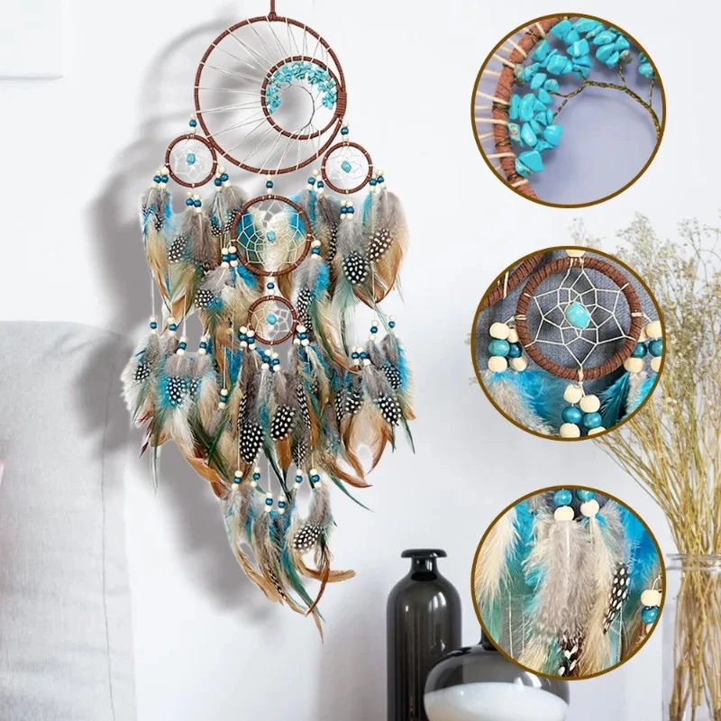 

Dream catchers 5 Ring Retro Manual Dream Catchers Home Decoration Indians Natural Stone Tree of Life Dreamcatcher Wall Ornaments