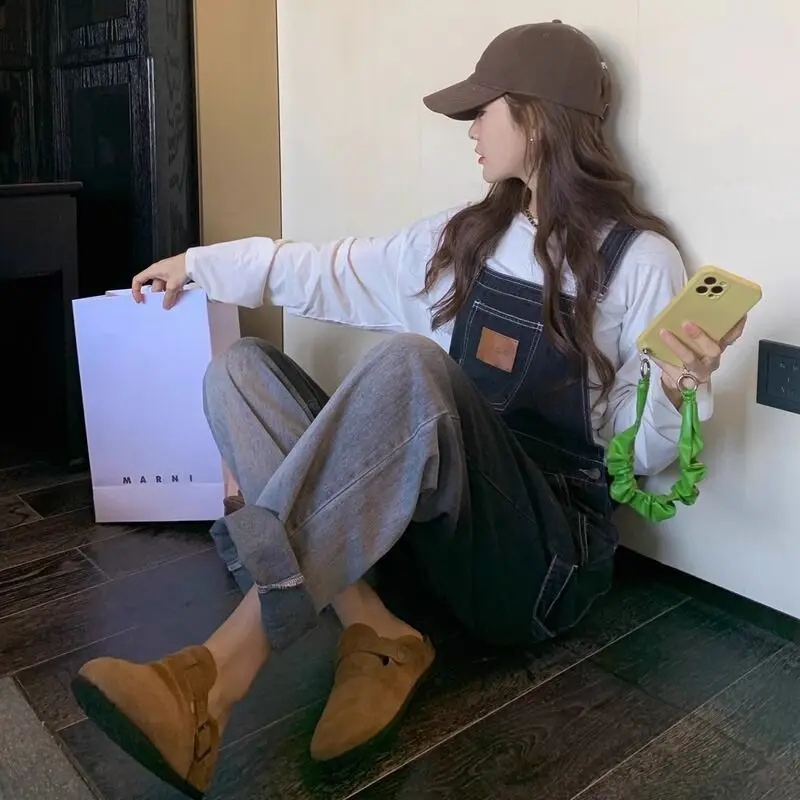 

Anti-Aging adient Color Blo Denim Overalls Women's Autumn Winter plus Size Slimming One-Piece Pants High Waist Long Leggings