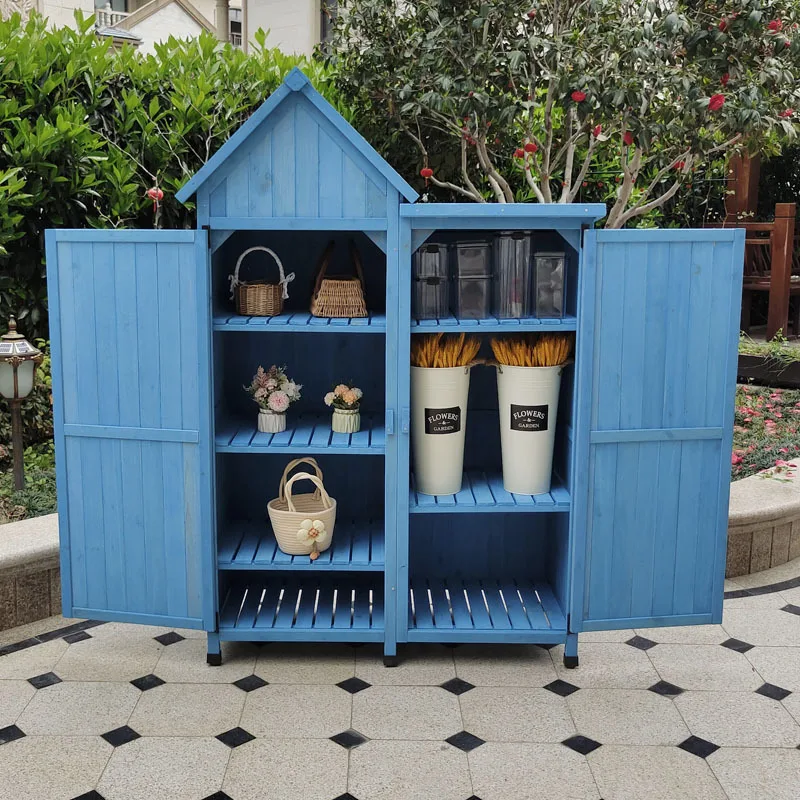 

Outdoor wooden locker, gardening cabinet, courtyard garden large storage cabinet, storage box, rain and sun protection