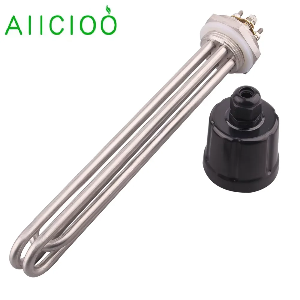 AIICIOO DN32 DN40 Electric Water Heater 220V 380V Immersion Heating Element 3KW 4.5KW 6KW 9KW 12KW 304SS