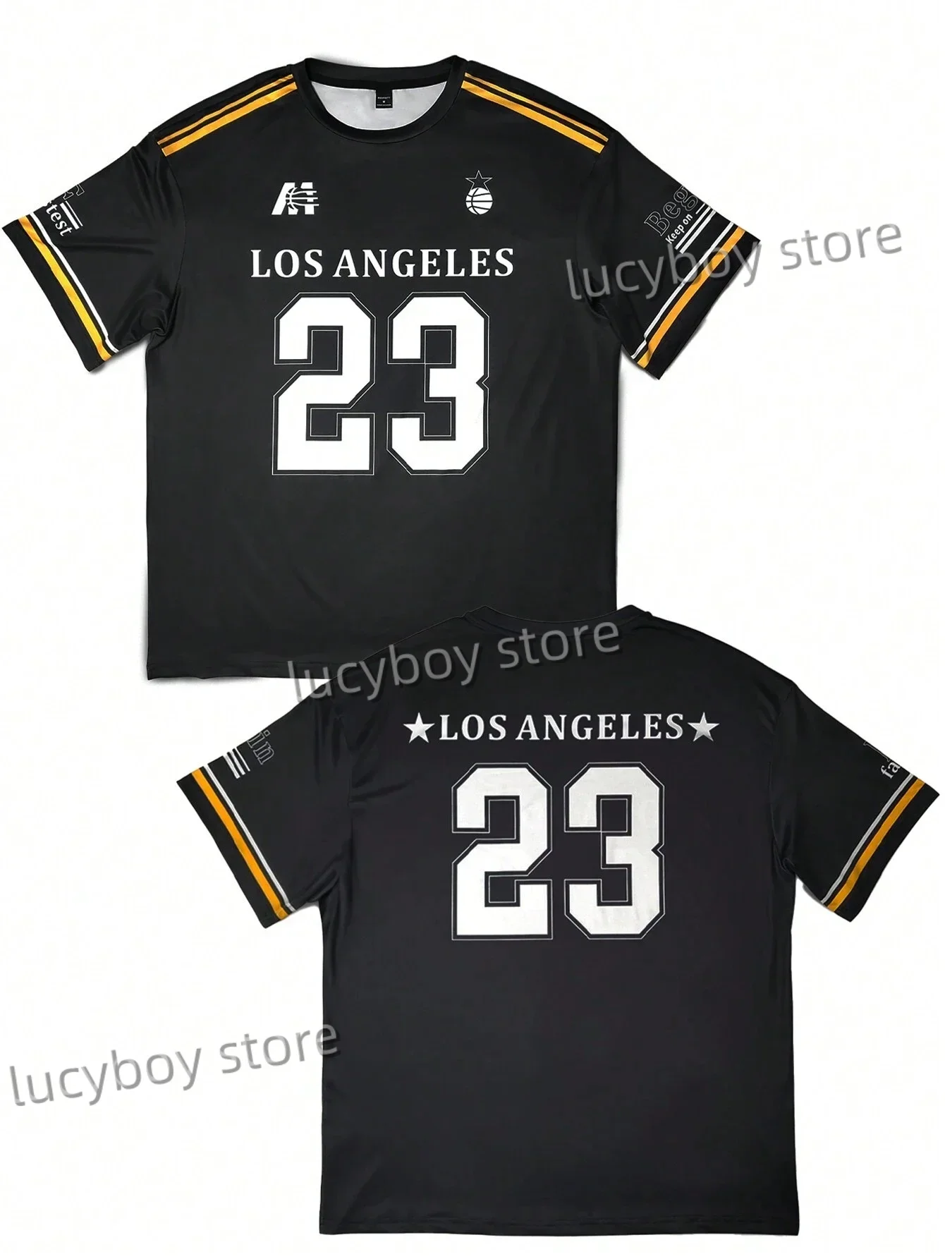 Mens Casual 3D Letter 23 Print T-Shirt Man Short Sleeve Sportwear Football T-Shirt Vintage Oversize Striped Tees Men Clothes image 5