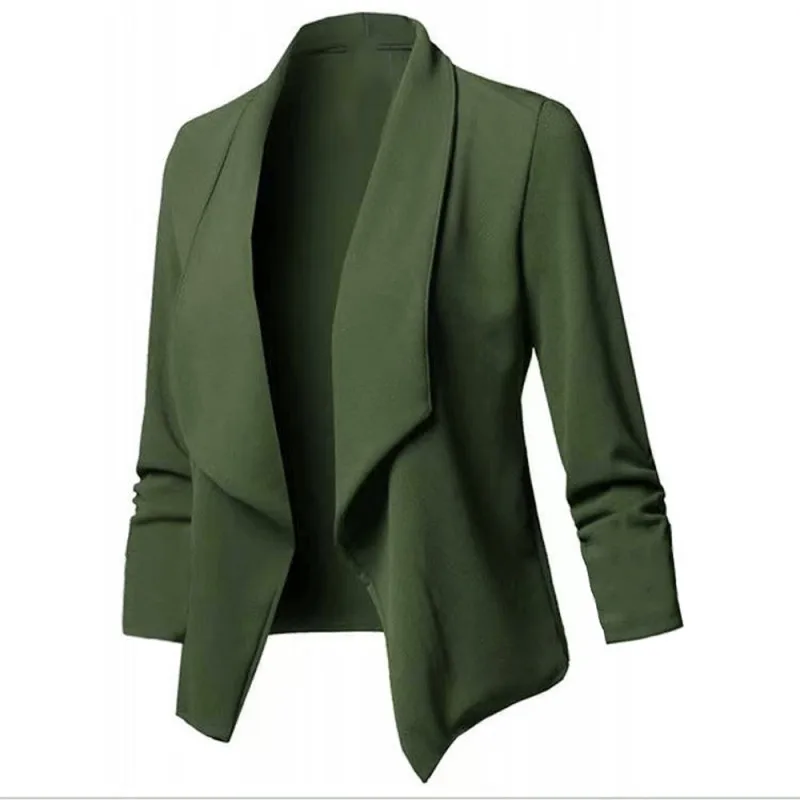 Frauen OL Blazer Übergroßen S-5XL Weibliche Kerb Langarm Plissee Dünne Business Arbeitskleidung Strickjacke Blazer Mäntel