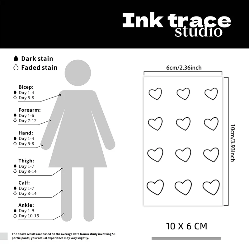 Waterproof Temporary Tattoo Stickere Black Hand Drawn Heart Design Body Art Fake Tatto Flash Tatoo Finger Wrist Ankle Female