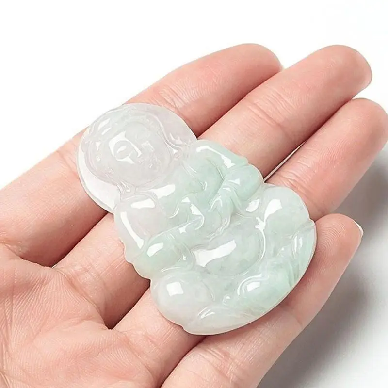 Natural Myanmar Jadeite Certified Burmese Jade Guan Yin Pendant Necklace Men Women Genuine Grade A Burma Jade Lucky Charm Amulet
