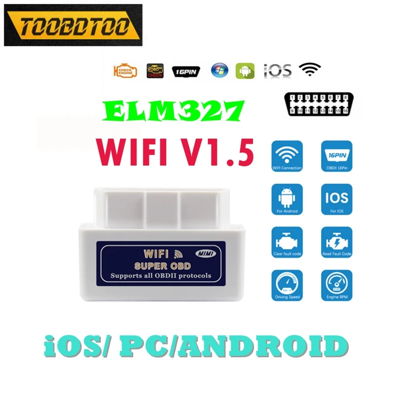 

Лучший новый автомобильный инструмент сканирования интерфейса OBD 2 ELM327 WIFI V1.5 Поддержка iOS/Android/ПК Super Mini ELM 327 WIFI V1.5 Адаптер считывателя кодов