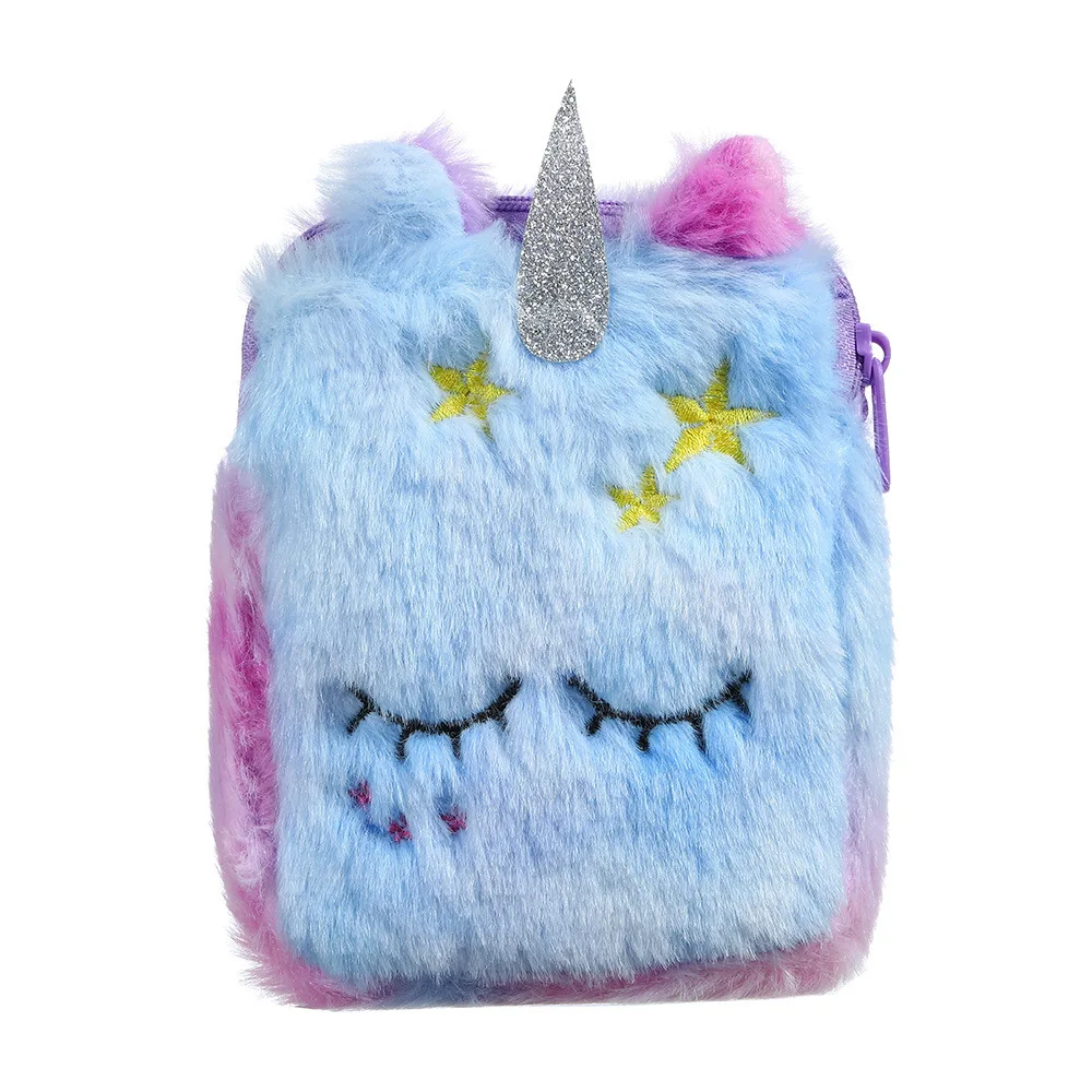 Children Plush Cartoon Cute Unicorn Coin Purse Cute Ins Daily With Small Square Bag Crossbody Bag Children Birthday Gifts