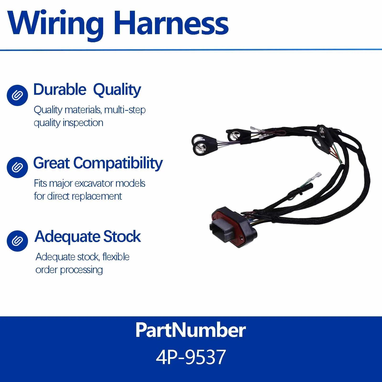 Wiring Harness 4P-9537 For Caterpillar CAT 814F 972G II 966G II Wheeled Bulldozer