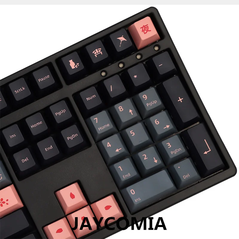 Imagem -04 - Gmk Night Sakura Keycap 135 Teclas 156 Teclas Dye Sub Perfil Cherry Pbt Japonês Coreano Russo Abnt2 de es fr para Teclado Mecânico