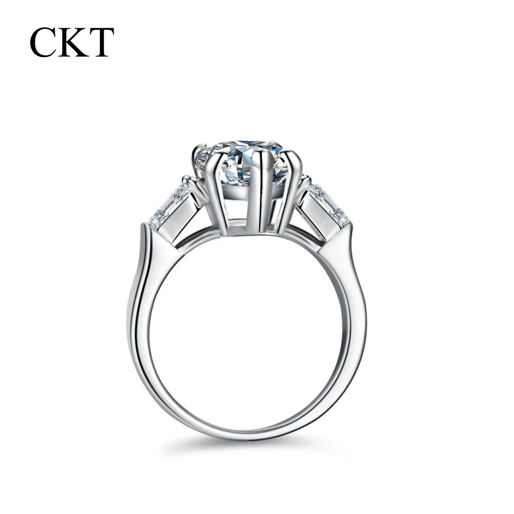 CKT Waterdrop Shape 4ct Moissanite Engagement Rings for Women Pear Tapered Baguette Cut Wedding Band Platinum Pt950 Jewelry