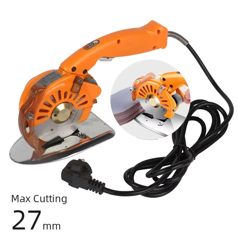 220V/110V Electric Scissors Handheld Round Blade Cutting Cloth Machine Max Cutting 27mm Silent Industrial Electric Round Knife