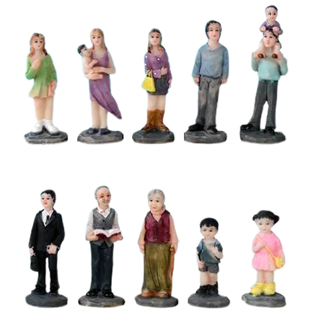 10 Pcs Photo Toy House Mini People Figures Character Ornament Modeling Figurines Resin