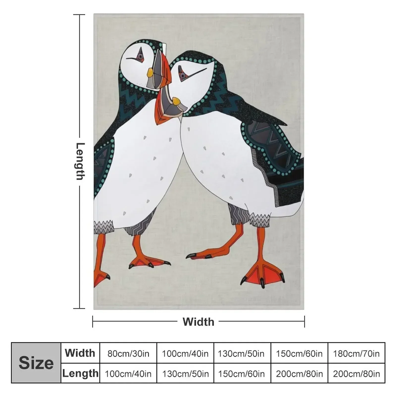 puffin pair warm grey Throw Blanket Stuffeds Hairy Cute Plaid Luxury Throw Moving blankets and throws Blankets