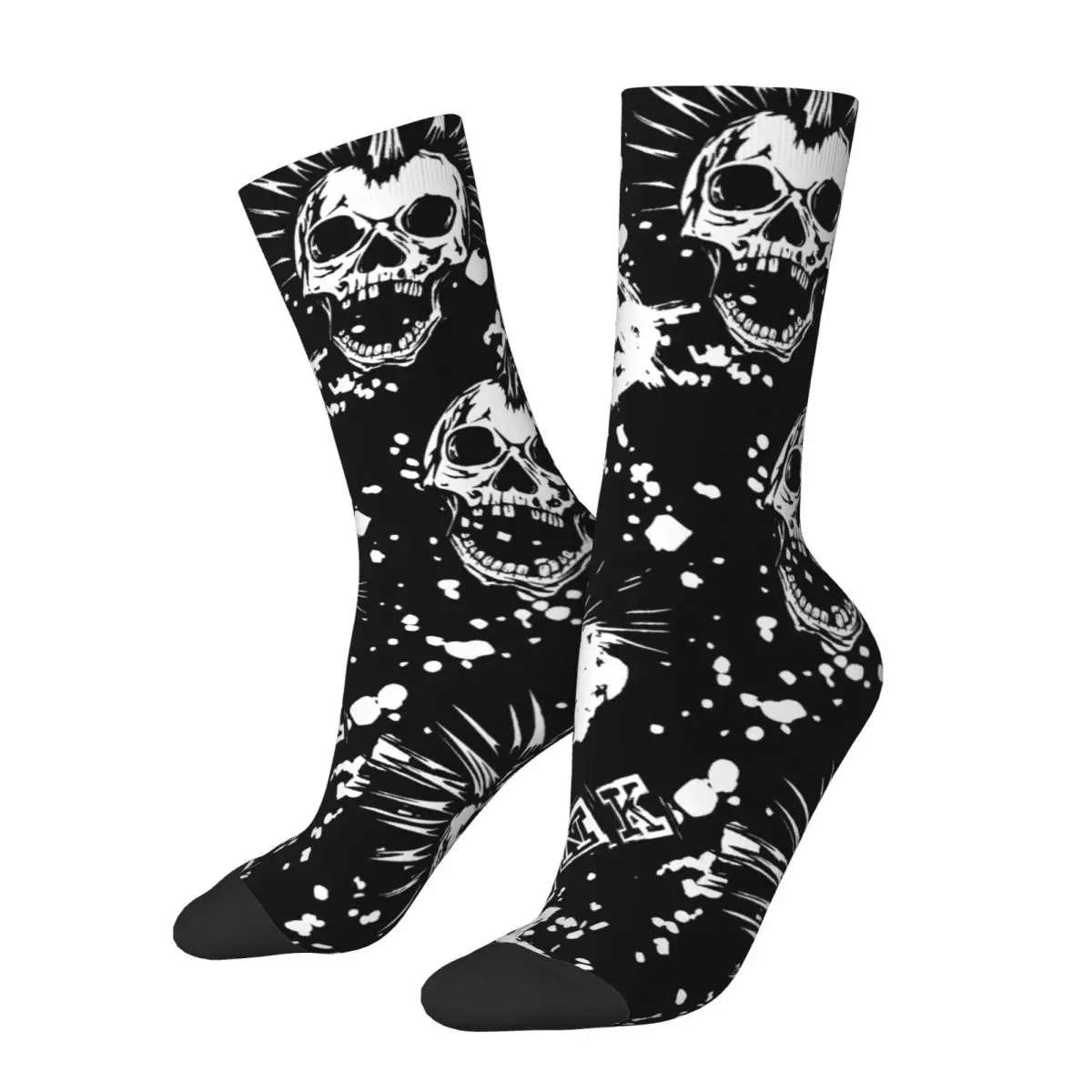 

Hip Hop Vintage Punk Skull Crazy Men's Socks Unisex Skull Beanie Harajuku Pattern Printed Novelty Crew Sock Boys Gift