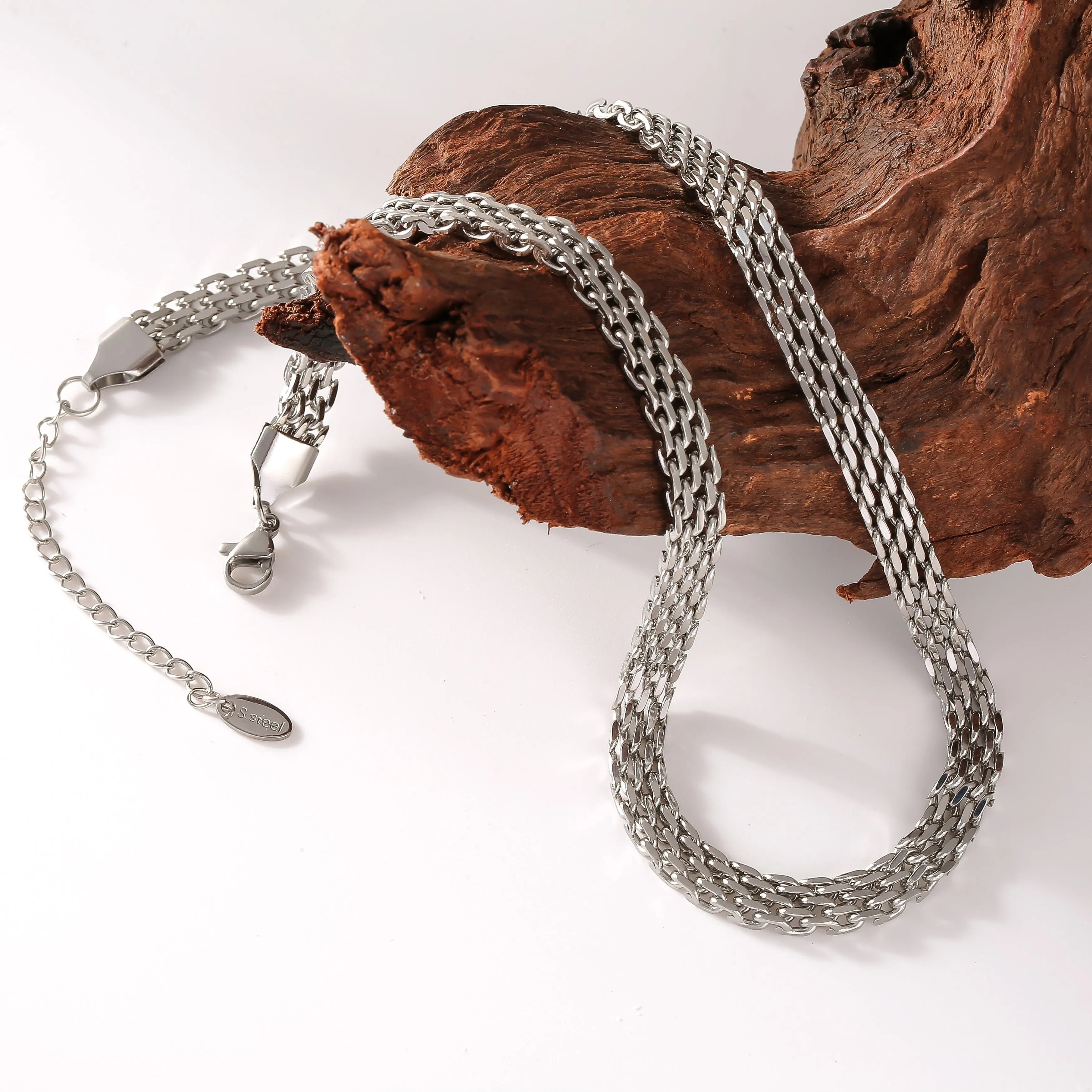 40cm Gold Color Stainless Steel Charm Necklace For Women Men Woven Mesh Chain Collar Choker Hip Hop Unisex Neck Jewelry